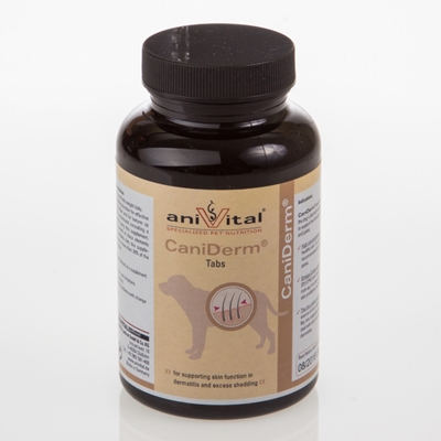 تصویر قرص مکمل CaniDerm مخصوص تقویت پوست و جلوگیری از ریزش مو سگ AniVital - بسته 140 گرمی