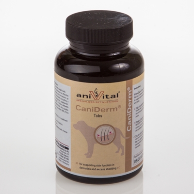 تصویر قرص مکمل CaniDerm مخصوص تقویت پوست و جلوگیری از ریزش مو سگ AniVital - بسته 140 گرمی