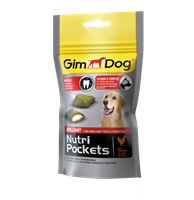 تصویر غذای تشویقی مغزدار GimDog مدل Nutri Pockets با طعم مرغ برای سفیدی دندان