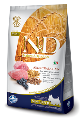 تصویر غذای خشک N&D مخصوص سگ بالغ حاوی گوشت بره و بلوبری 800 گرم MINI