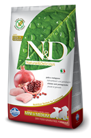 تصویر غذای خشک N&D بدون غلات مخصوص توله سگ نژاد کوچک و متوسط حاوی مرغ و انار 800 گرمی
