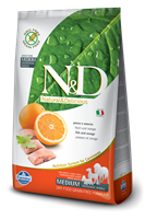 تصویر غذای خشک N&D بدون غلات مخصوص سگ بالغ کلیه نژاد ها حاوی ماهی و پرتغال 800 گرمی  MEDIUM