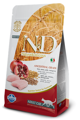 تصویر غذای خشک N&D مخصوص گربه بالغ حاوی مرغ و انار - 5 کیلوگرم