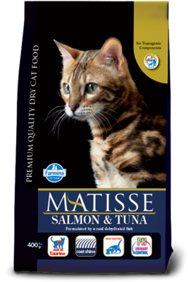 تصویر غذای خشک گربه بالغ MATISSE با طعم ماهی سالمون و ماهی تن - 400 گرمی