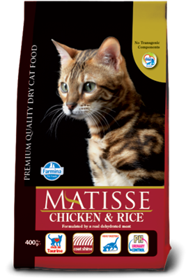 تصویر غذای خشک گربه بالغ MATISSE با طعم مرغ و برنج - 400 گرم