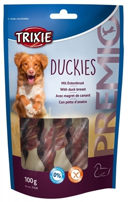 تصویر غذای تشویقی سگ Trixie مدل Duckies تهیه شده از سینه اردک