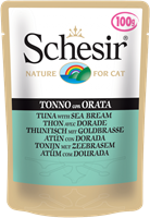 تصویر پوچ گربه Schesir با طعم ماهی تن و ماهی سیبریم  - 100 گرمی