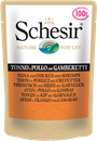 تصویر پوچ گربه Schesir با طعم ماهی تن و مرغ و میگو - 100 گرمی