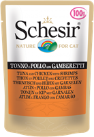 تصویر پوچ گربه Schesir با طعم ماهی تن و مرغ و میگو - 100 گرمی