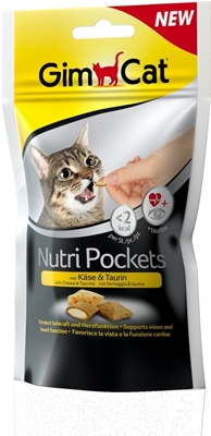 تصویر غذای تشویقی مغزدار  GimCat مدل Nutri Pockets با طعم پنیر و تورین
