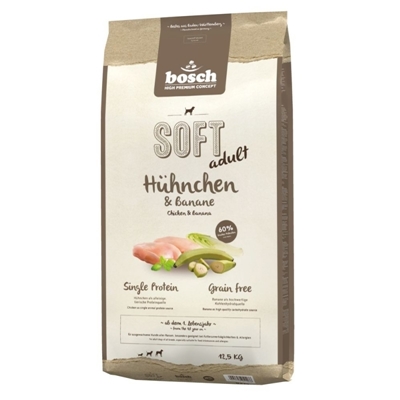 تصویر غذای نرم Bosch مخصوص سگ های بالغ با طعم مرغ و موز - 1 کیلوگرم