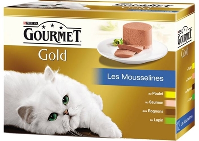 تصویر کنسرو گربه Gourmet با طعم های ماهی تن، جگر، فیله بوقلمون، فیله گوساله - بسته 4 عددی