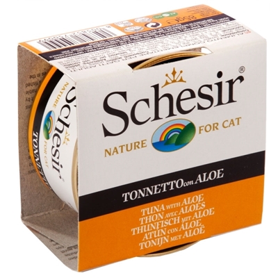 تصویر کنسرو Schesir مخصوص گربه بالغ با طعم ماهی و آلوئه ورا - 85 گرم