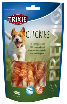تصویر استخوان جویدنی تشویقی مخصوص سگ Trixie مدل Chickies تهیه شده از سینه مرغ