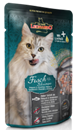 تصویر پوچ Leonardo مخصوص گربه بالغ با طعم ماهی و میگو - 85 گرم