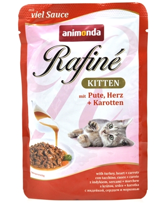 تصویر پوچ بچه گربه Animonda مدل Rafine تهیه شده از بوقلمون، دل و هویج - 100 گرم