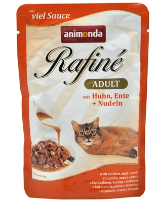 تصویر پوچ گربه بالغ Animonda مدل Rafine تهیه شده از مرغ و اردک به همراه پاستا - 100 گرم