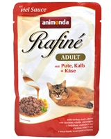 تصویر پوچ گربه بالغ Animonda مدل Rafine تهیه شده از گوشت بوقلمون و گوشت گوساله به همراه پنیر - 100 گرم
