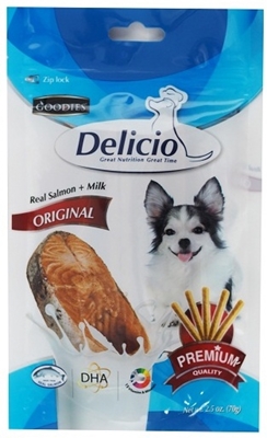 تصویر غذای تشویقی Delicio مخصوص سگ با طعم سالمون و ماهی