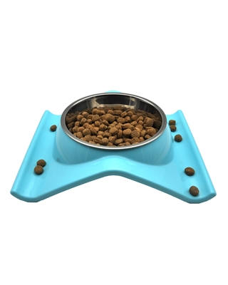 تصویر ظرف غذا مخصوص سگ و گربه - رنگ آبی روشن