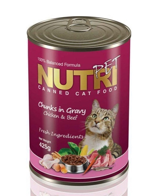 تصویر کنسرو گربه NutriPet با طعم مرغ و گوشت گاو - 425 گرم