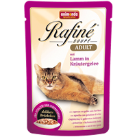 تصویر پوچ Rafine مخصوص گربه تهیه شده از گوشت گوسفند و سبزیجات در ژله - 100 گرم
