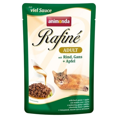 تصویر پوچ Rafine مخصوص گربه تهیه شده از گوشت گاو و غاز و سیب - 100 گرم