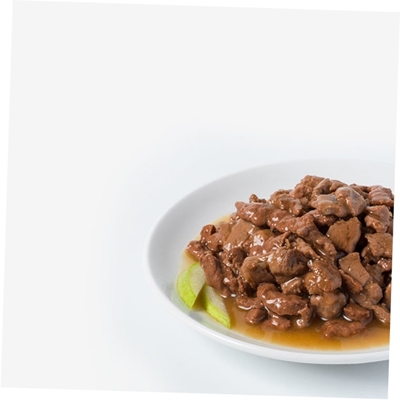 تصویر پوچ Rafine مخصوص گربه تهیه شده از گوشت گاو و غاز و سیب - 100 گرم
