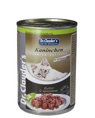 تصویر کنسرو مخصوص گربه بالغ Dr.Clauders  تهیه شده از گوشت خرگوش - 400 گرم