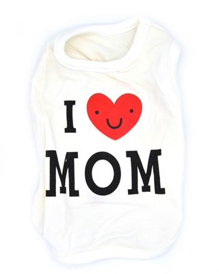 تصویر لباس سگ و گربه با I Love My Mom همراه قلب سایز S