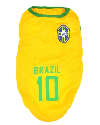 تصویر لباس سگ و گربه با طرح تیم ملی برزیل سایز L
