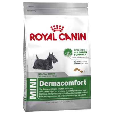تصویر غذای خشک مخصوص سگ های نژاد کوچک Royal Canin مدل Dermacomfort مناسب برای سگ هایی با پوست و موی حساس - 2 کیلوگرم