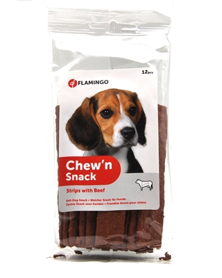 تصویر اسنک تخت تشویقی مخصوص سگ Flamingo مدل Chew'n Snack با طعم گوشت گاو