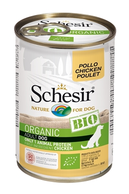 تصویر کنسرو مخصوص سگ schesir مدل Bio تهیه شده از گوشت مرغ - 85گرم