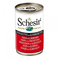 تصویر کنسر Schesir مخصوص گربه با طعم ماهی و میگو 140 گرمی