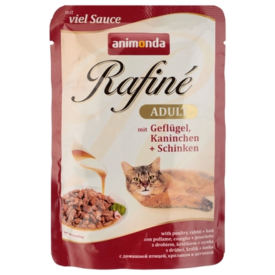 تصویر پوچ Rafine مخصوص گربه حاوی گوشت پرندگان، خرگوش و گراز - 100 گرم