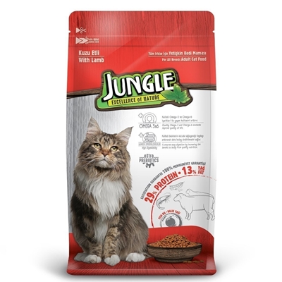 تصویر غذای خشک Jungle مخصوص گربه بالغ با طعم گوشت گوسفند - 500 گرم