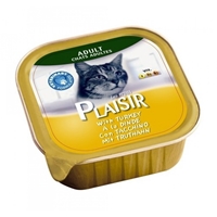 تصویر  خوراک کاسه ای بوقلمون مخصوص گربه بالغ Plaisir - 100 گرم