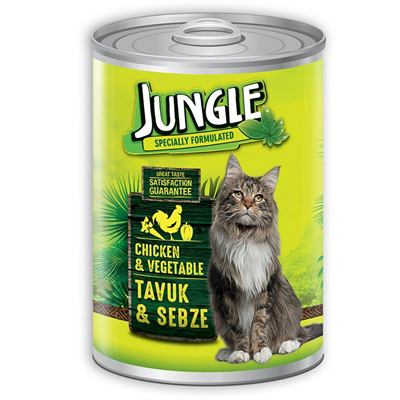 تصویر  کنسرو مخصوص گربه Jungle تهیه شده از مرغ و سبزیجات - 415 گرم