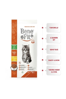 تصویر  غذای خشک Benefit مخصوص بچه گربه با طعم مرغ 1.5 کیلویی