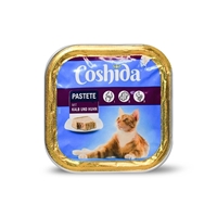 تصویر  ووم مخصوص گربه Coshida تهیه شده از  ژامبون و مرغ - 100 گرم