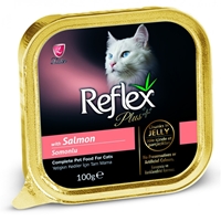 تصویر  ووم گربه +Reflex با طعم ماهی سالمون در ژله - 100 گرم
