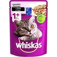 تصویر  پوچ گربه Whiskas تهیه شده از سالمون مخصوص گربه-100گرم