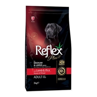 تصویر  غذای خشک Reflex+ مخصوص سگ های نژاد کوچک و بزرگ تهیه شده از گوشت گوسفند و برنج - 3 کیلوگرم