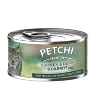 تصویر  کنسرو پته Petchi تهیه شده از مرغ اردک هویج مخصوص گربه بالغ - 120گرم