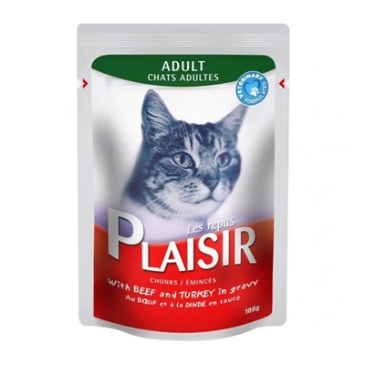 تصویر  پوچ Plasir مخصوص گربه،تهيه شده از گوشت بوقلمون در سس - 100گرم