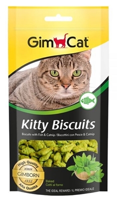 تصویر  بيسكوييت Gimcat مدل kitty biscuits مخصوص گربه تهيه شده از ماهی - 40 گرم