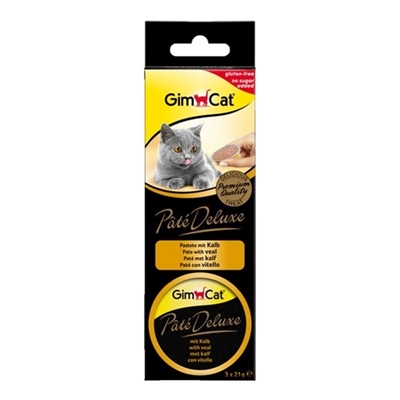 تصویر  خوراک کاسه ای GimCat مخصوص گربه مدل Pate Deluxe تهیه شده از گوشت گاو - بسته 3 عددی