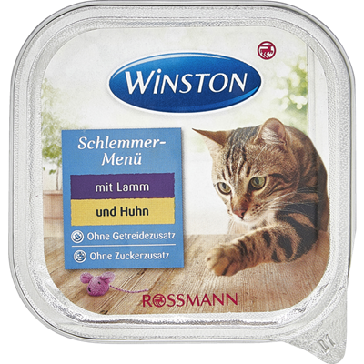 تصویر  ووم Winston مخصوص گربه بالغ تهیه شده از گوشت بره و مرغ - 100 گرم
