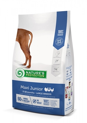 تصویر  غذای خشک Nature's Protection مدل Maxi junior مخصوص پاپی نژاد بزرگ تهيه شده از گوشت طيور - 4 كيلوگرم